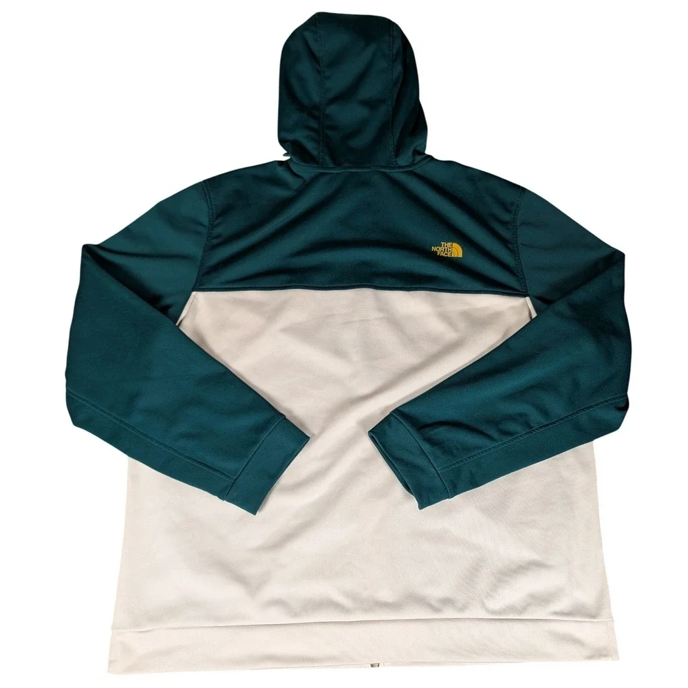 The North Face Mens Full Zip Hoodie Green Cream Colorblock Track Jacket XXL